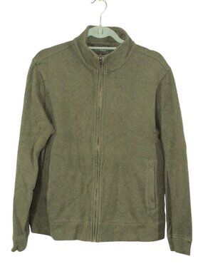 LL Bean Olive Green Full Zip Mock Neck Cardigan Sweater Jacket Size M Gorpcore